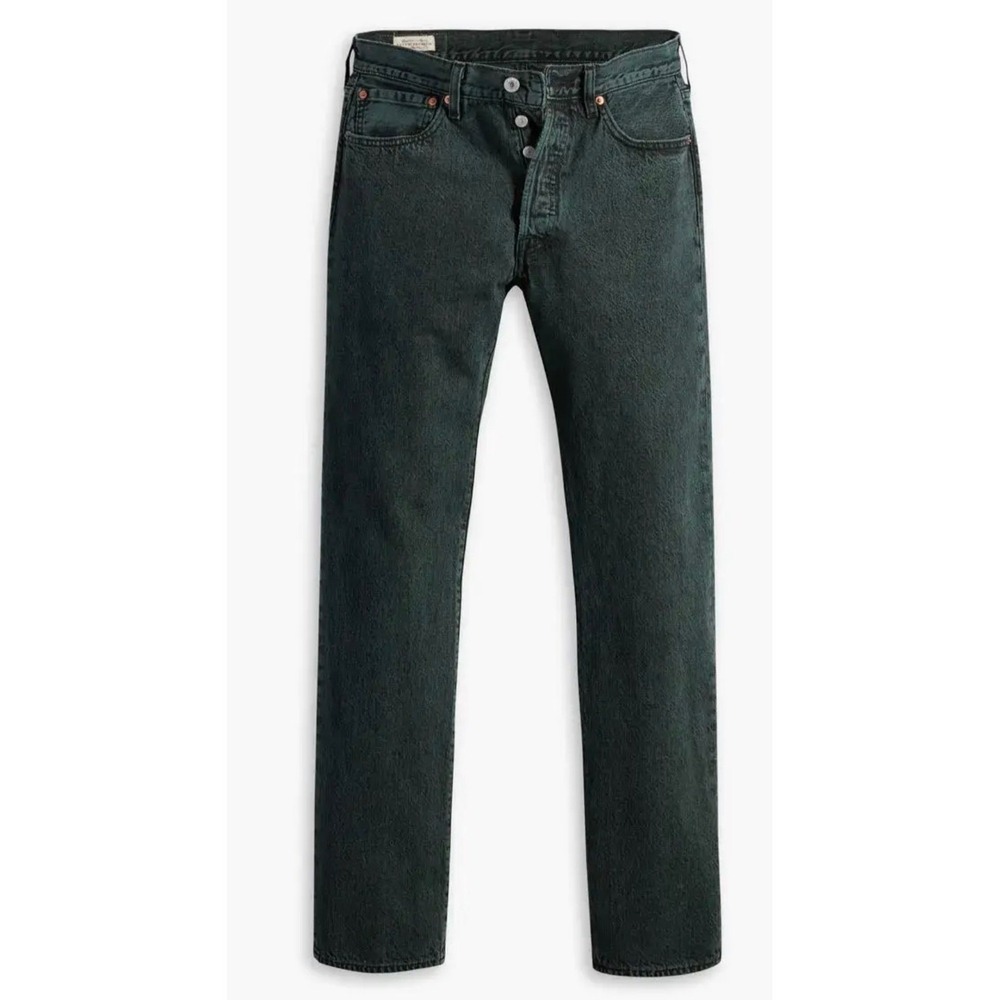 Levis 501 Original Fit Stretch Jeans Mens 38x32 Overdyed Green Straight Leg